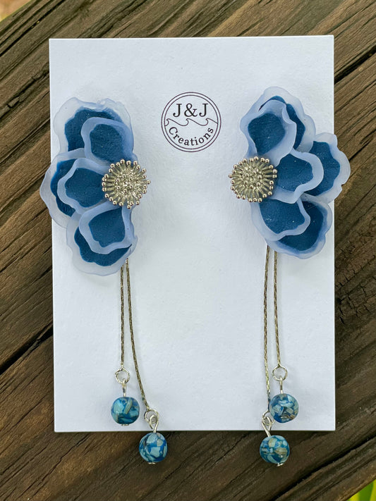 Blue & White with Silver Tone (worn with or without chains)