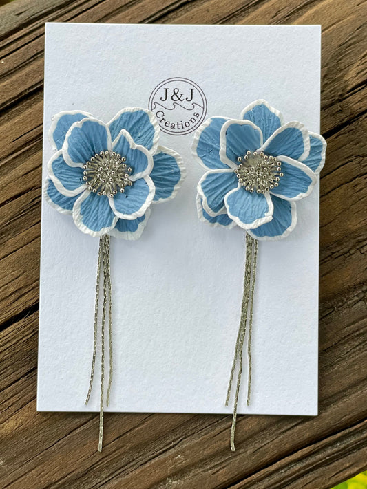 Blue & White with Silver Tone (worn with or without chain)