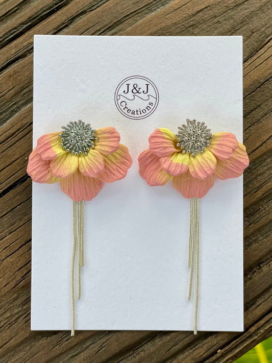 Peach & Yellow with Silver Tone (worn with or without chain)