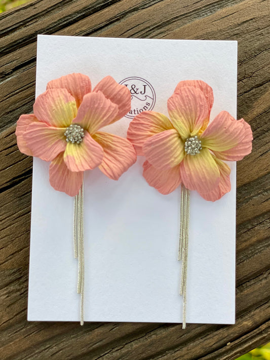 Peach & Yellow with Silver Tone (worn with or without chain)