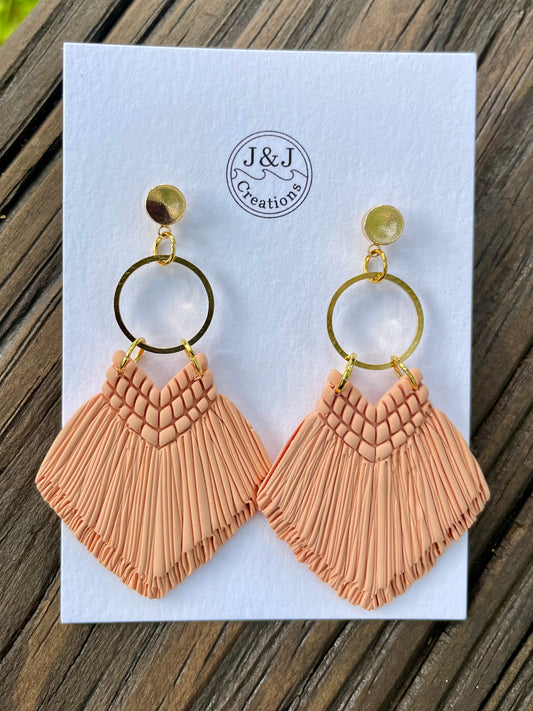 Faux Macrame Peach with Gold Tone