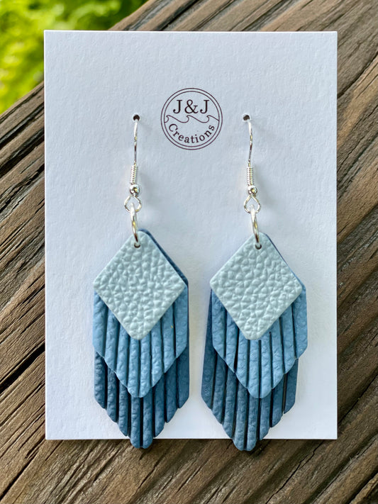 Blue Ombre Faux Leather with Silver Tone