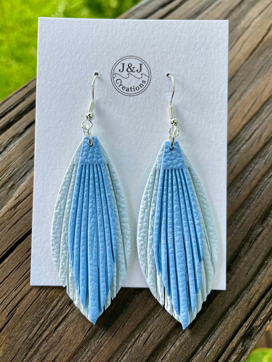 Blue Faux Leather with Silver Tone