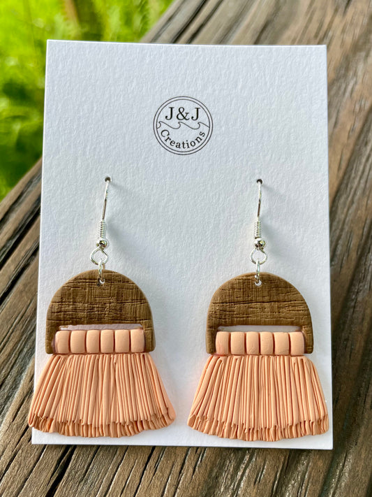 Faux Macrame Peach with Silver Tone