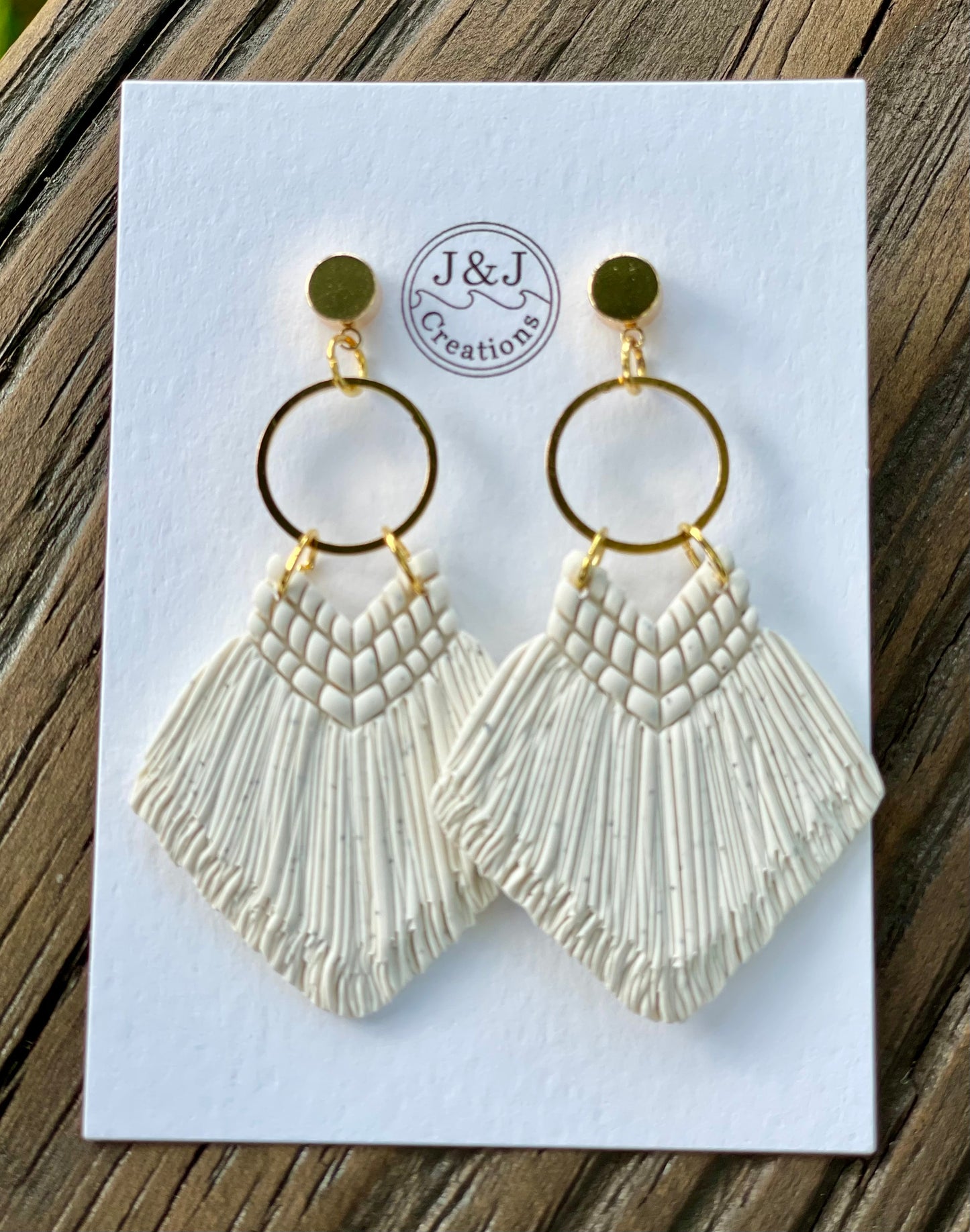 Faux Macrame Natural with Gold Tone
