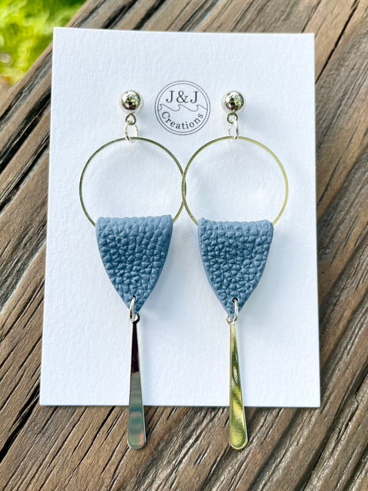 Blue Faux Leather with Silver Tone