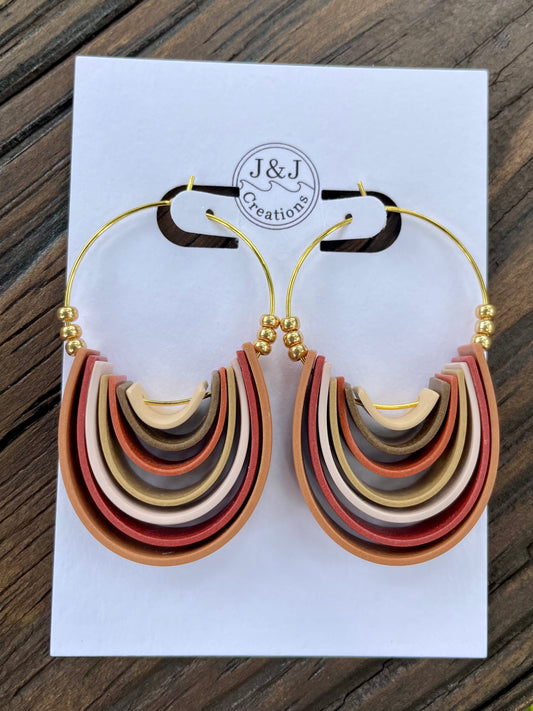 Red Rocks Hoops Gold Tone