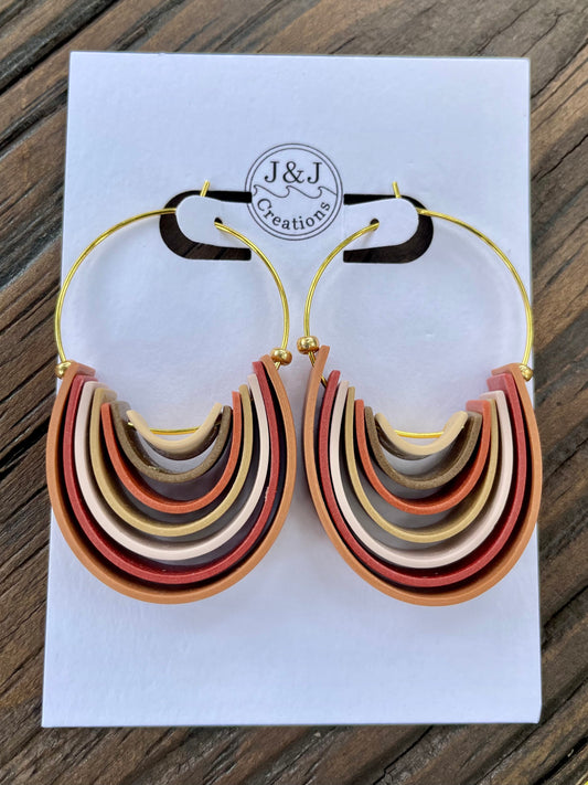 Red Rocks Hoops with Gold Tone