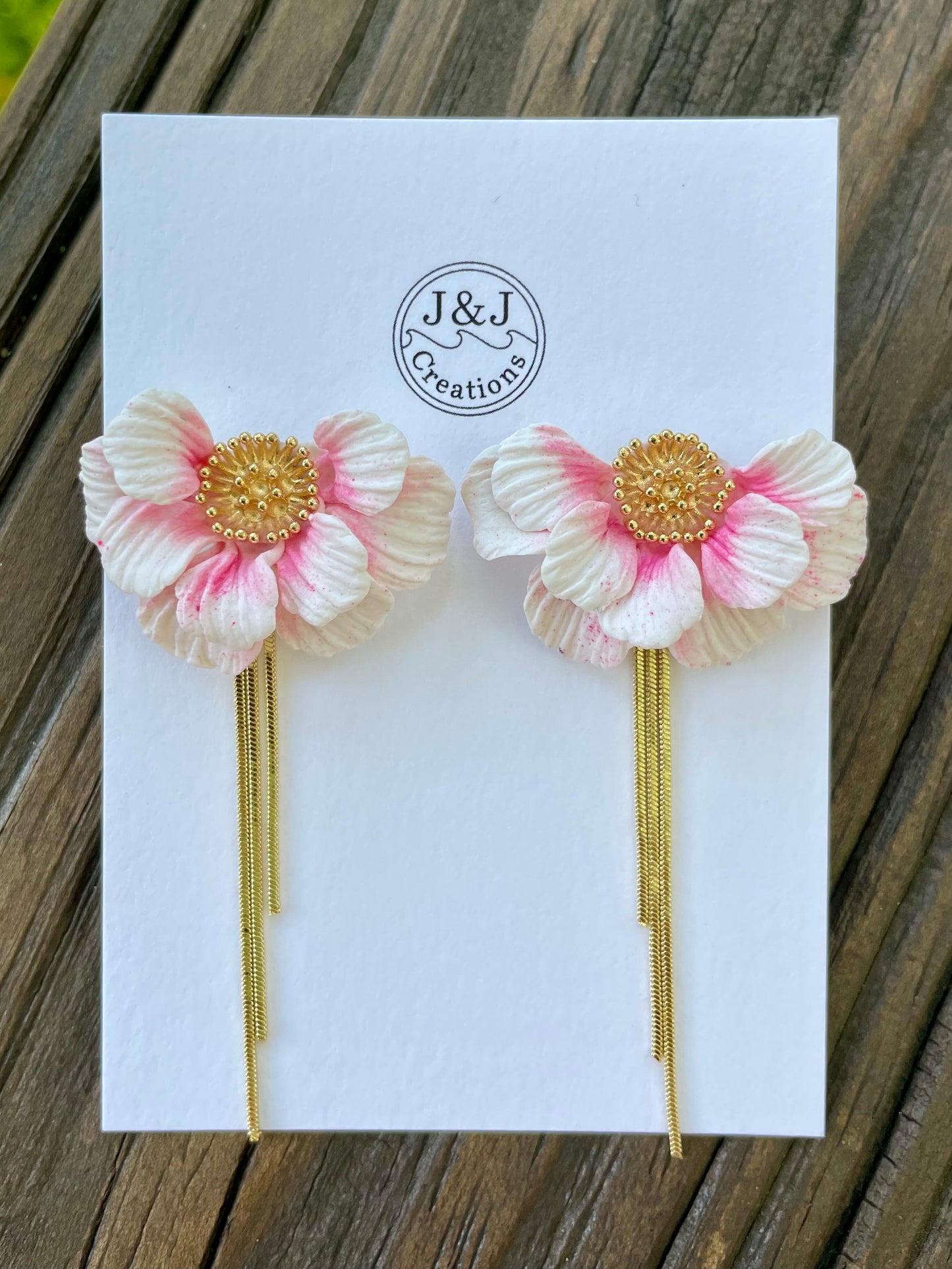 White & Pink with Gold Tone (worn with or without chains)