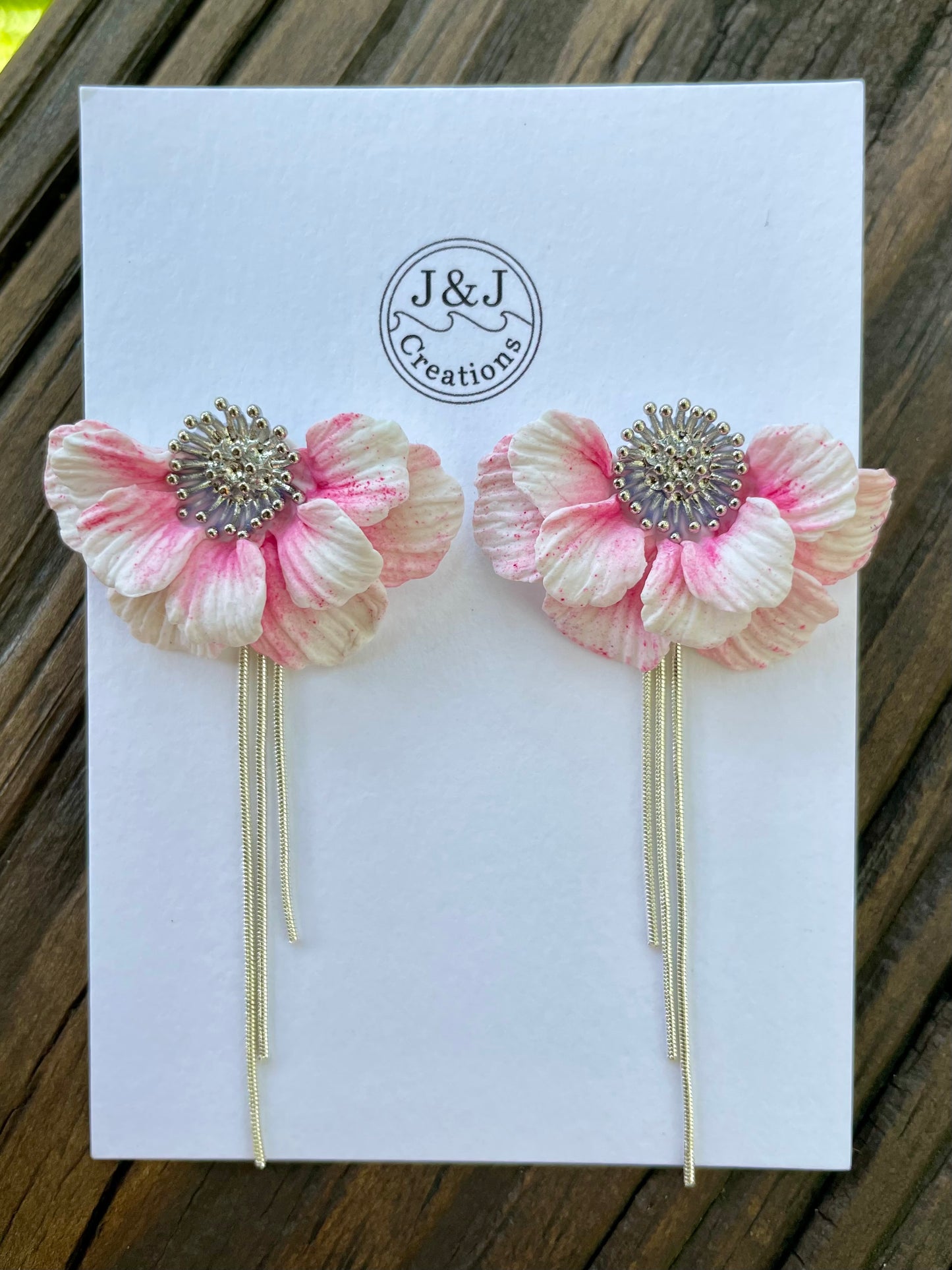 White & Pink with Silver Tone (worn with or without chains)