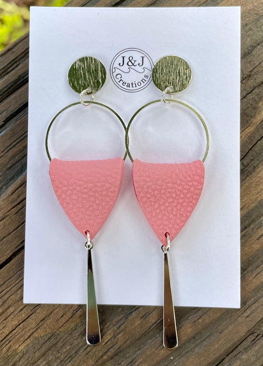 Pink Faux Leather with Silver Tone