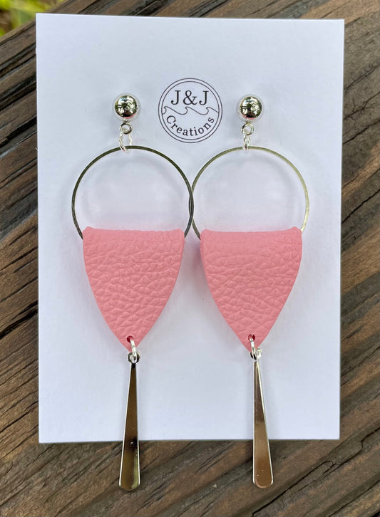 Pink Faux Leather with Silver