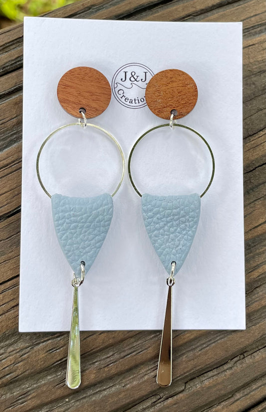 Blue Faux Leather with Silver Tone