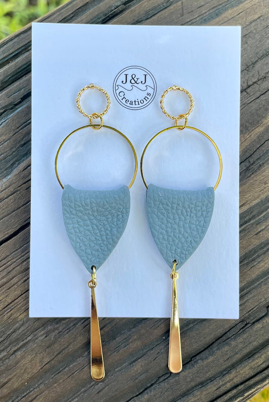 Blue Faux Leather with Gold Tone