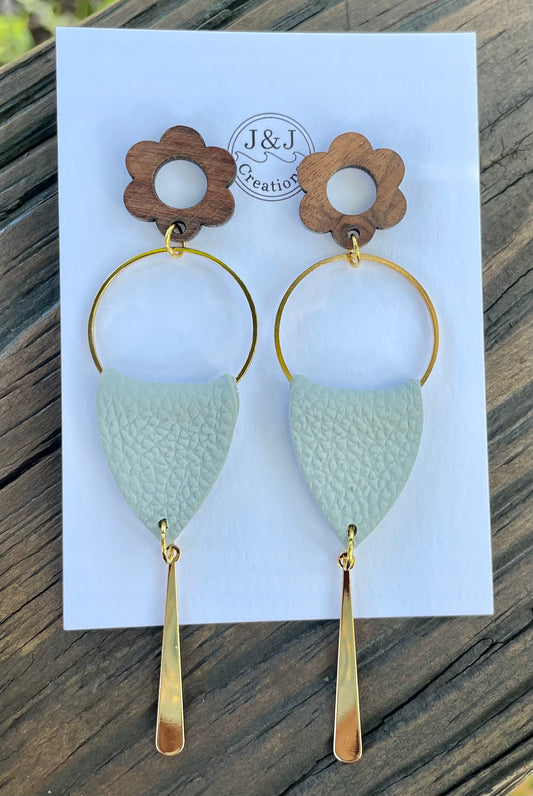 Soft Green Faux Leather with Gold Tone