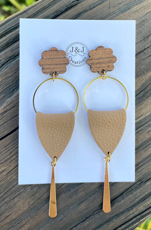 Brown Faux Leather with Gold Tone