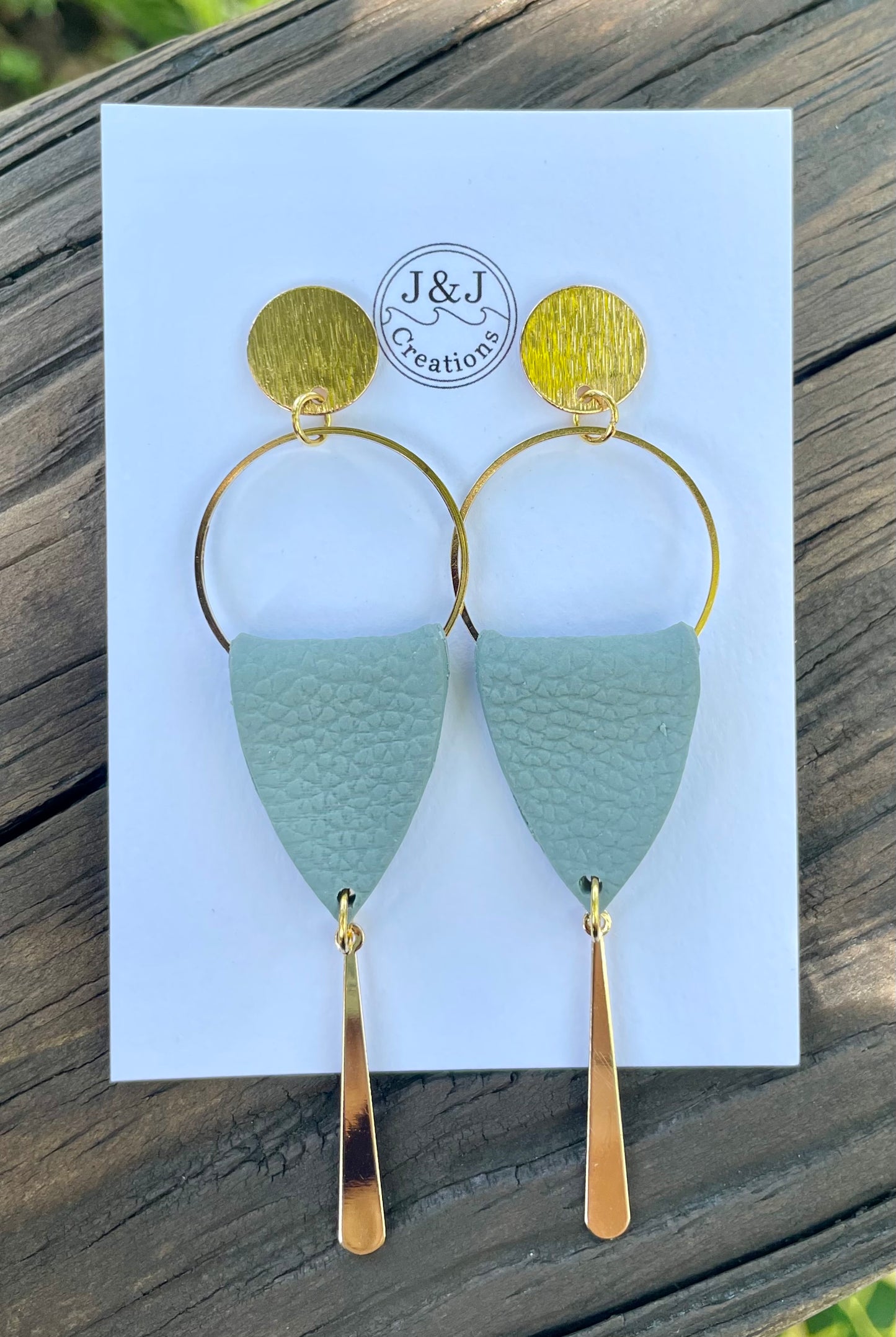 Green Faux Leather with Gold Tone