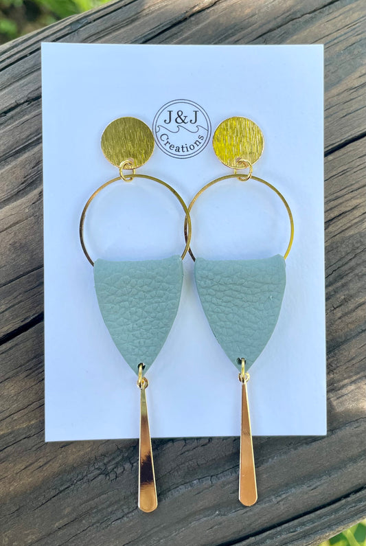 Green Faux Leather with Gold Tone