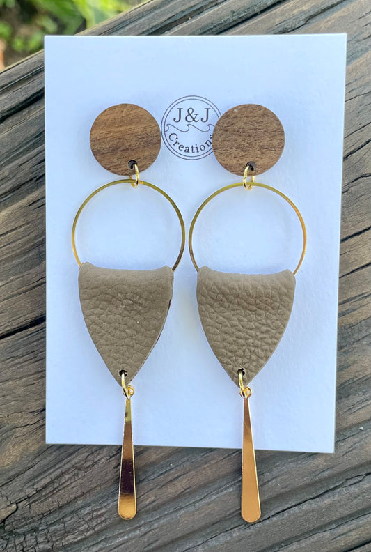 Brown Faux Leather with Gold Tone