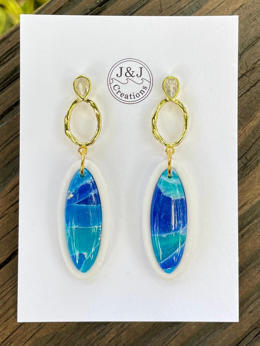 White, Blue & Aqua with Gold Tone