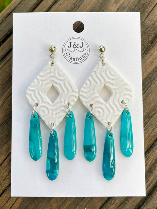 White & Aqua with Silver Tone