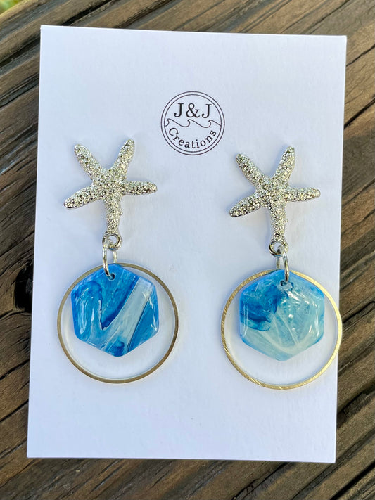 Blue with Silver Starfish