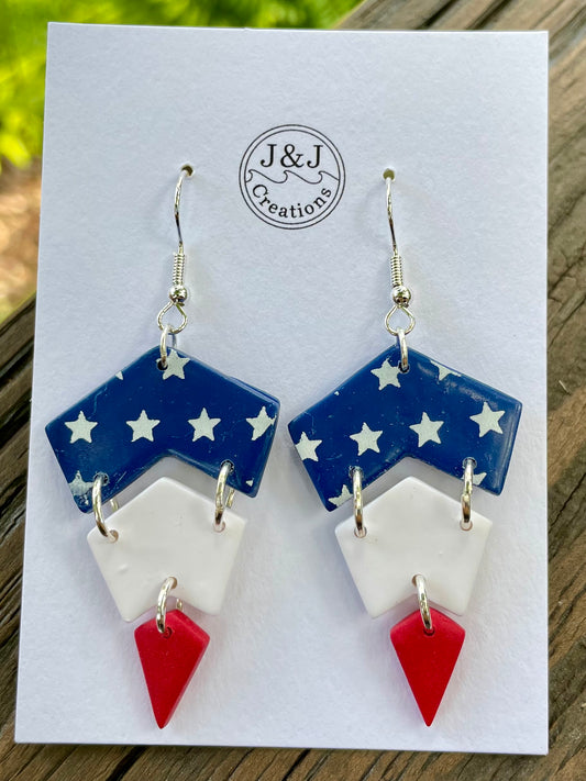 Red, White & Blue with Silver Tone