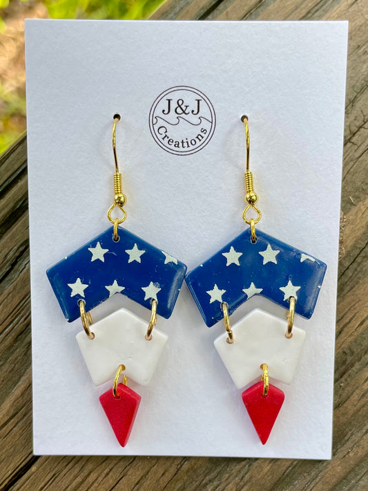 Red, White & Blue with Gold Tone