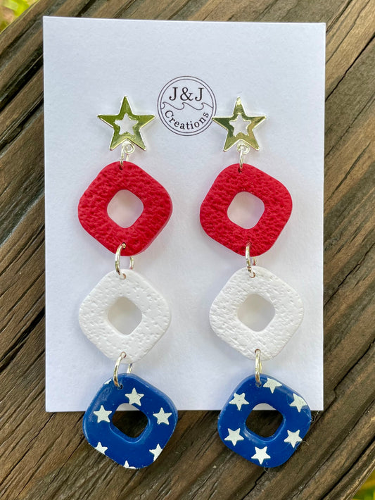Red, White & Blue with Silver Tone