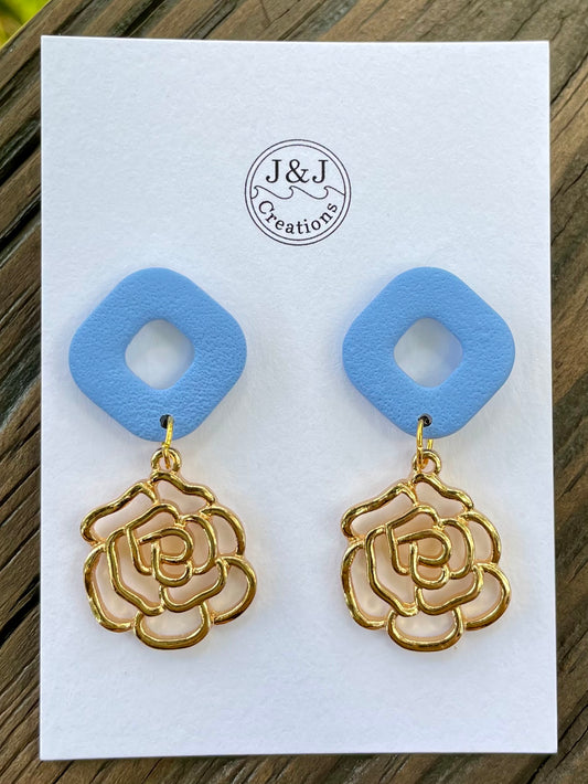 Blue with Gold Flower