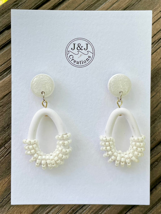 White Beaded with Silver Tone