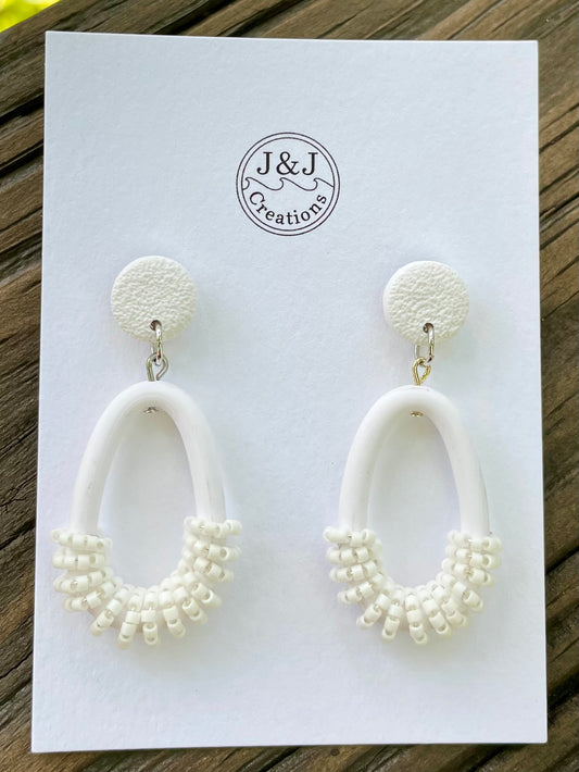 White Beaded with Silver Tone