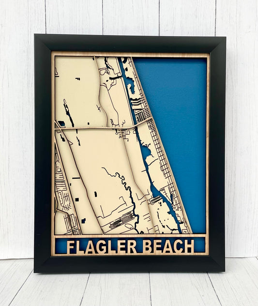 11" x 14" Flagler Beach 3D Map