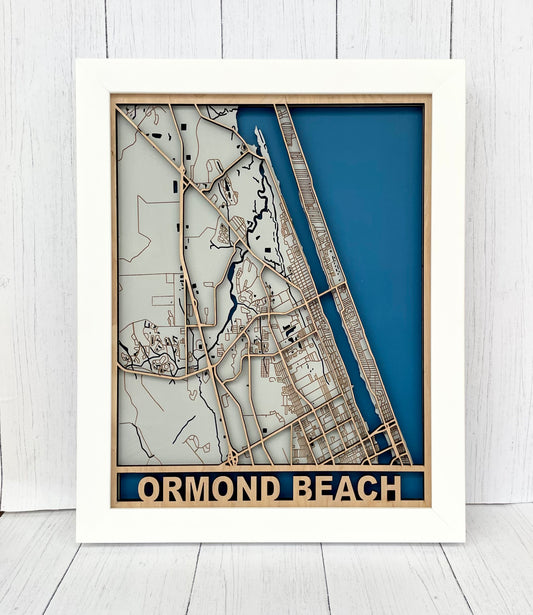 11" x 14" Ormond Beach 3D Map