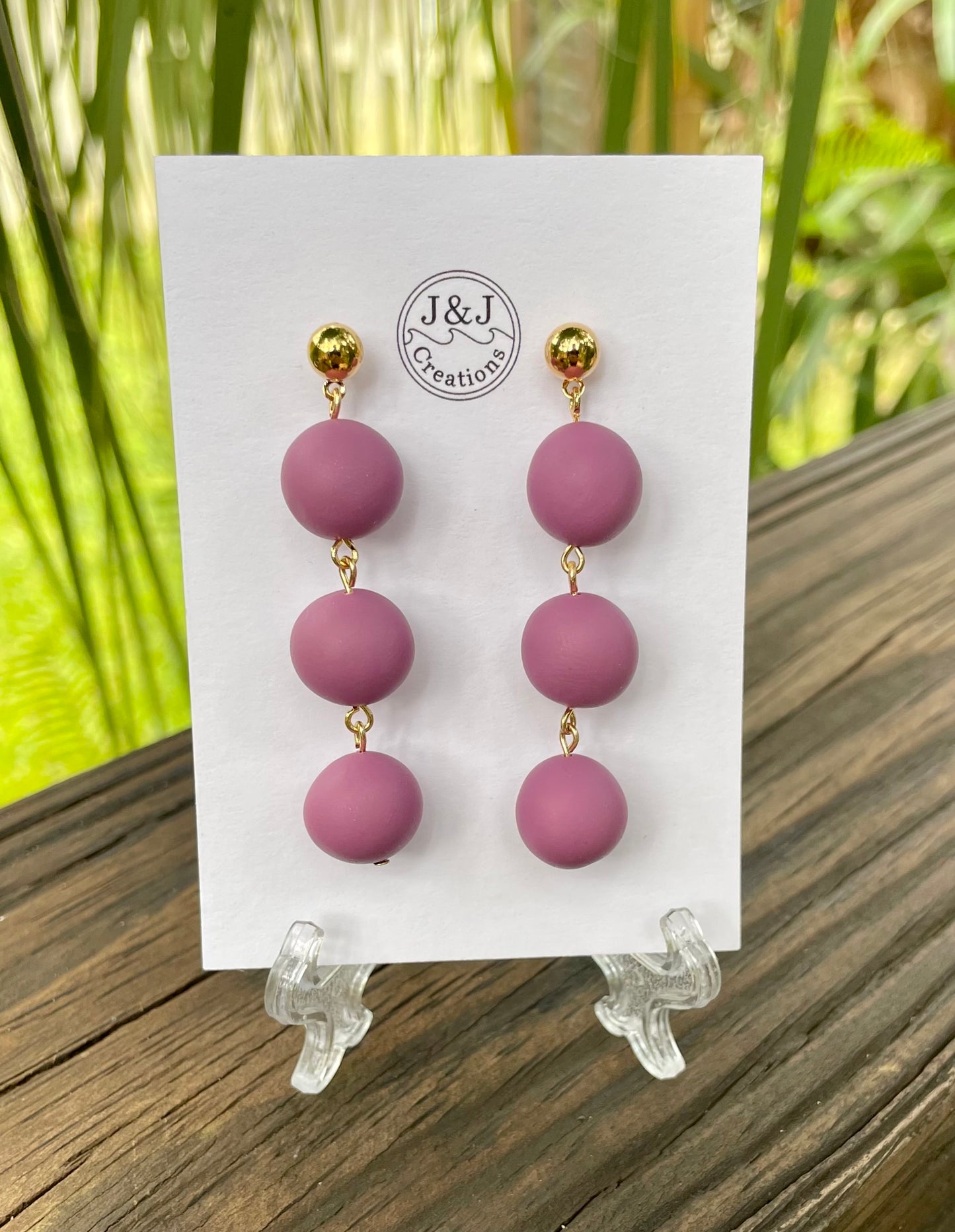 Hand Rolled Beads (Mauve with Gold Tone)